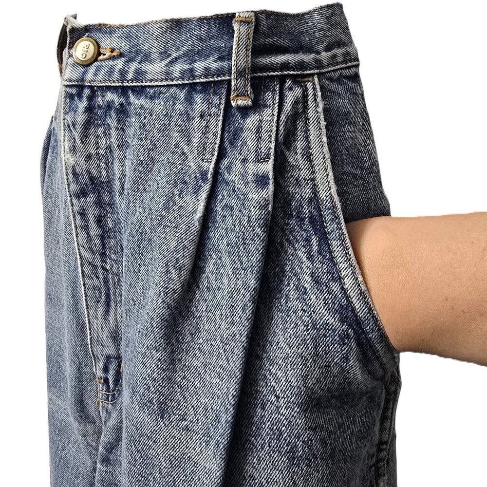 Bill Boss Mom Jeans Denim 12 High Waist Pleat Front Taper Stone Wash Vintage 90s - Picture 4 of 9